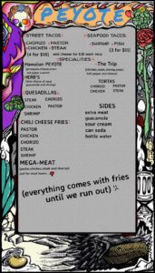 Peyote Menu