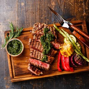 Grilled Steak with Chimichurri Sauce Catering